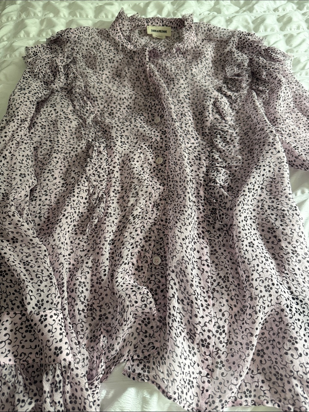 Zadig & Voltaire Lilac Blouse with Black Abstract Print